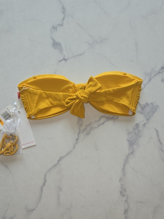 Red Carter Womens Yellow Texture Bandeau Top Swim Beach Summer Size S NWT - Picture 5 of 9